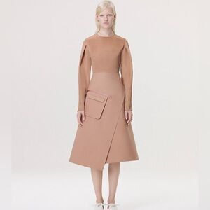 COS NWT Asymmetrical Wrap Midi Skirt, Nude/Blush, Pocket, sz2